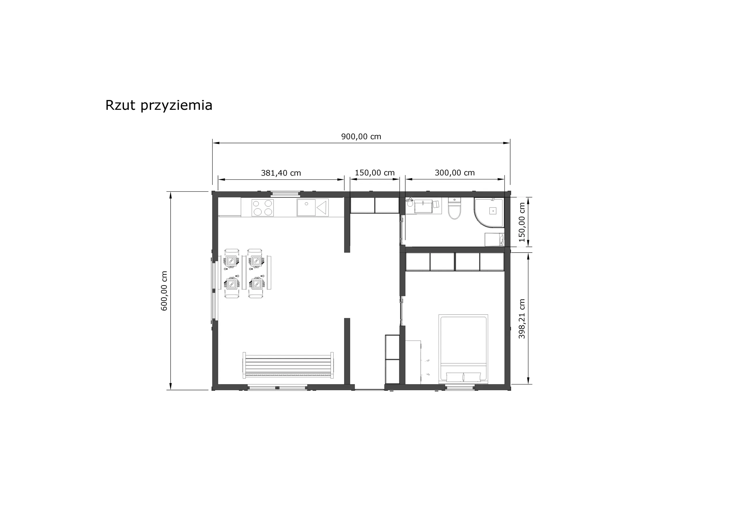 Rzut Domek Miłosz - 54 m² (SSO)