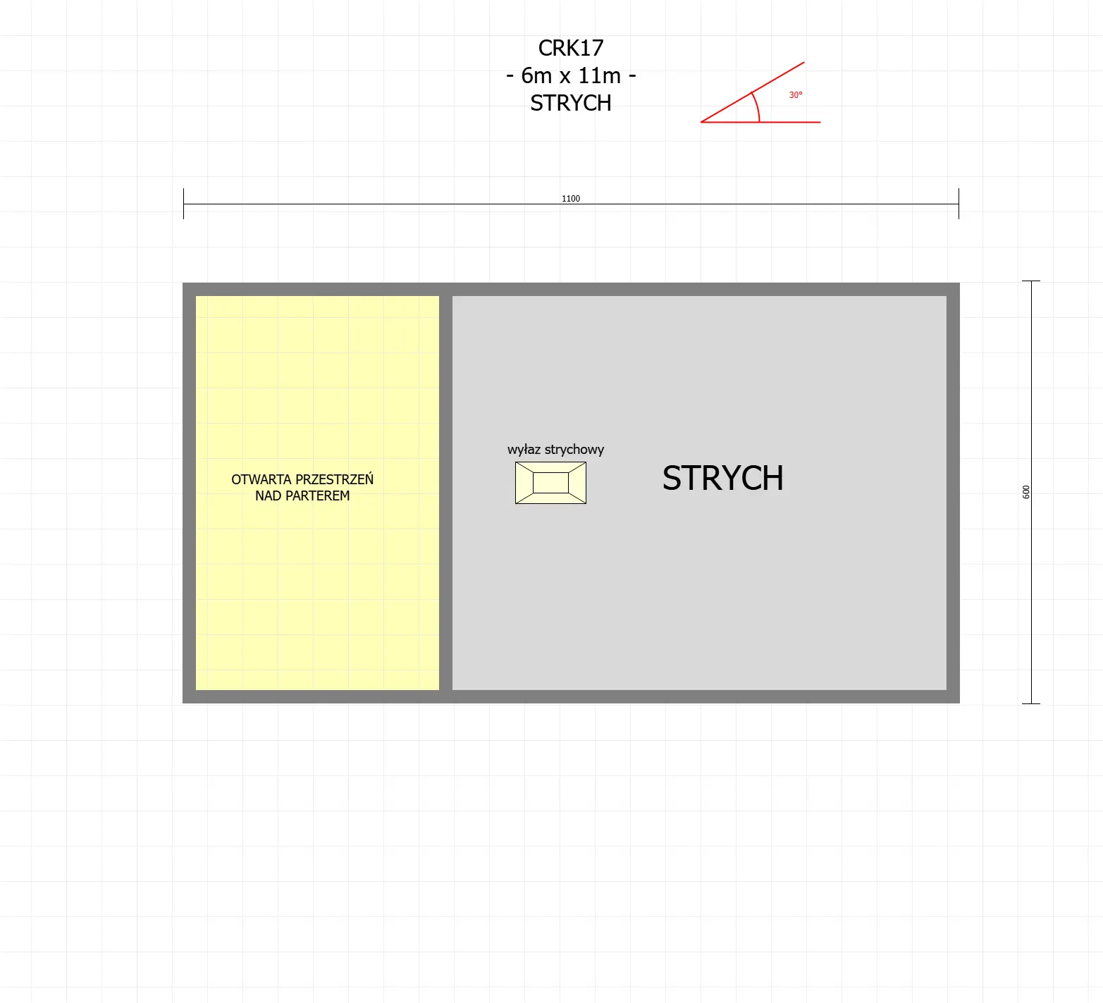 Rzut Dom Rafał - 11m x 6m - 66 m2 (WT2021)