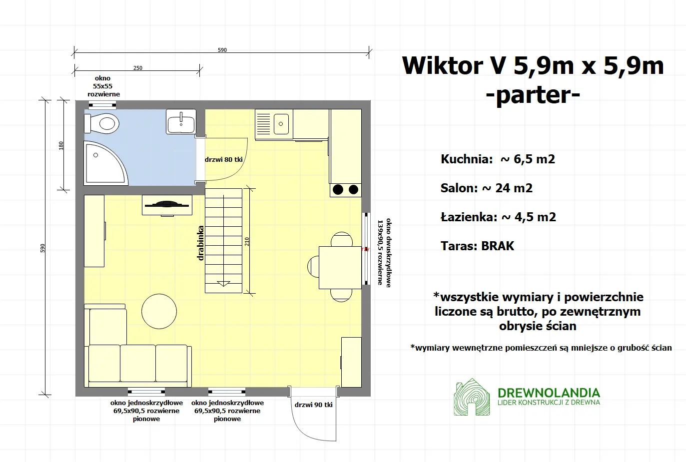 Rzut Domek Wiktor V - 5,9x5,9m (CRA)