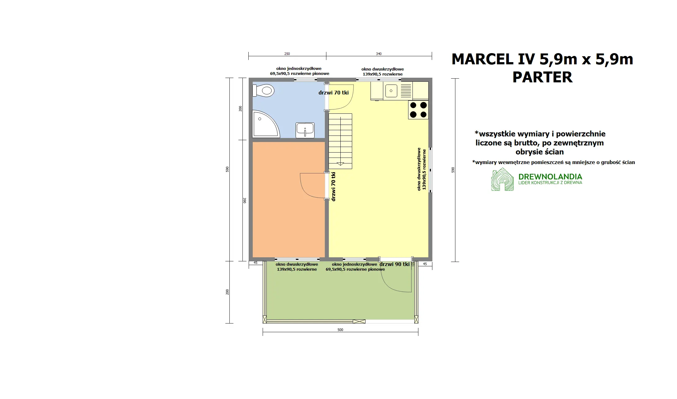Rzut Domek Marcel IV - 5,9 x 5,9m (CRA)