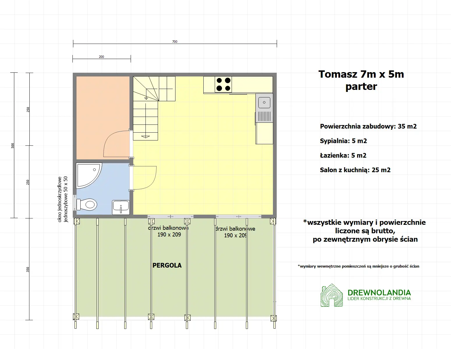 Domek Tomasz - 7x5m + taras 7x3,5m (CRA)