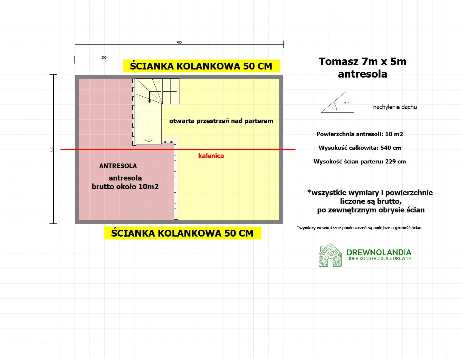 Rzut Domek Tomasz - 7x5m + taras 7x3,5m (WT2021)