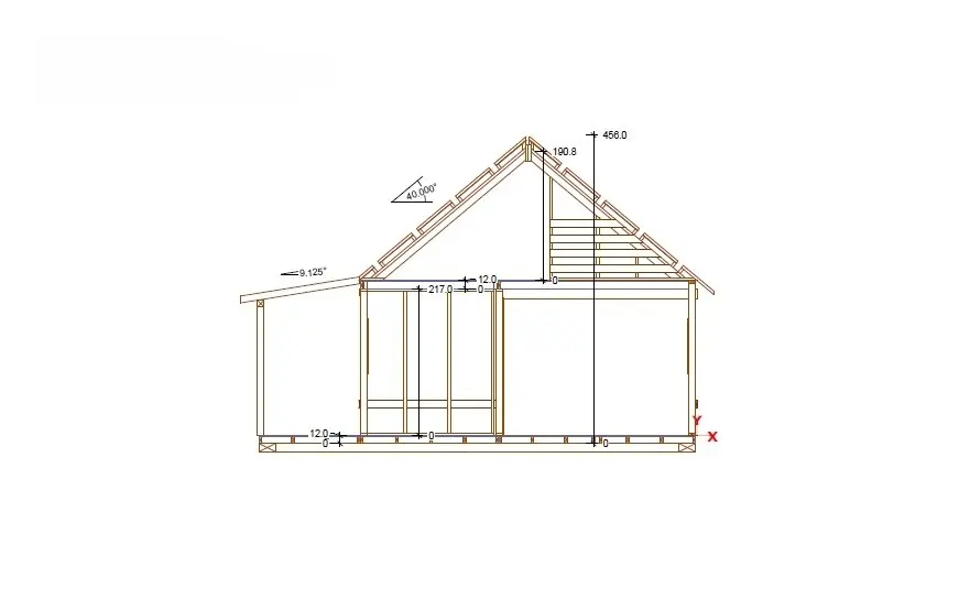 Rzut Domek Mieszko II 5m x 5m  + taras boczny 1,5x5m (CRA)