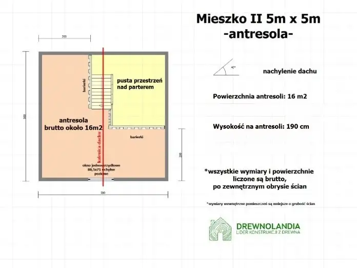 Domek Mieszko II 5m x 5m  + taras boczny 1,5x5m (WT2021)