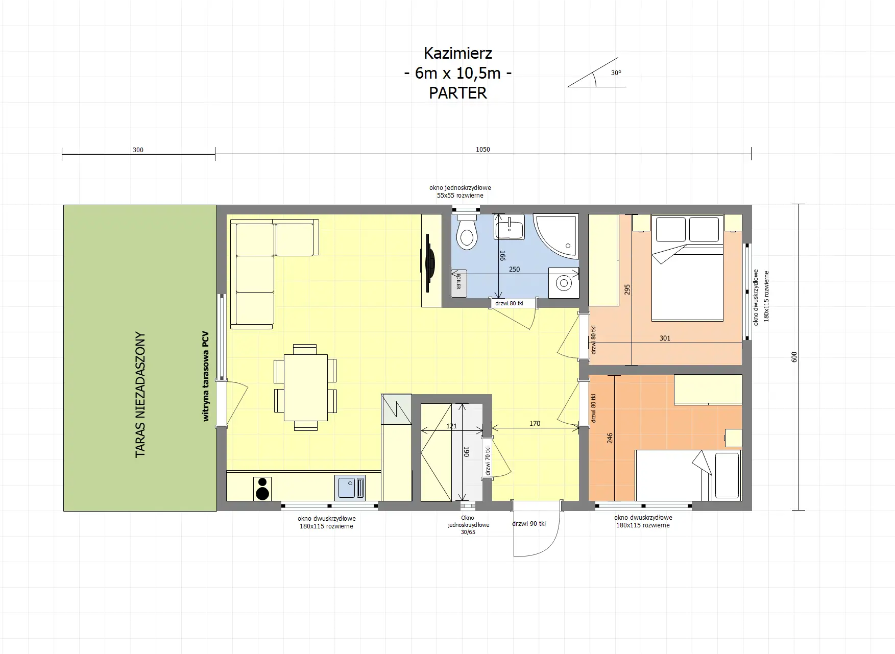 Dom Kazimierz - 6m x 10,5m - 63 m² (CRA)