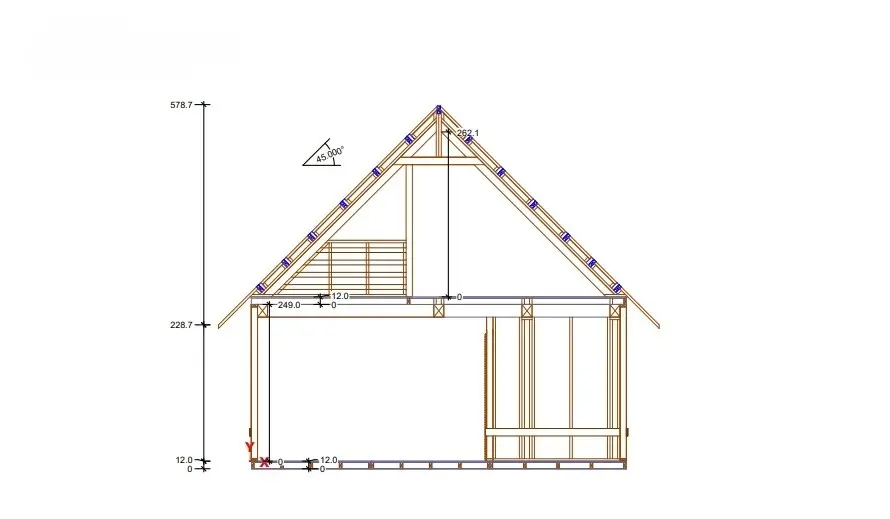 Rzut Domek Leon III 6m x 5,8m + taras 6m x 2m – 35 m² (WT2021)