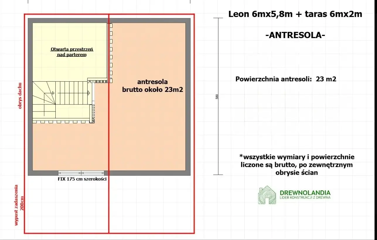 Domek Leon III 6m x 5,8m + taras 6m x 2m – 35 m² (WT2021)