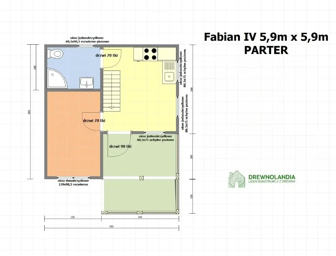 Rzut Domek Fabian IV - 5,9x5,9m (SSZ)