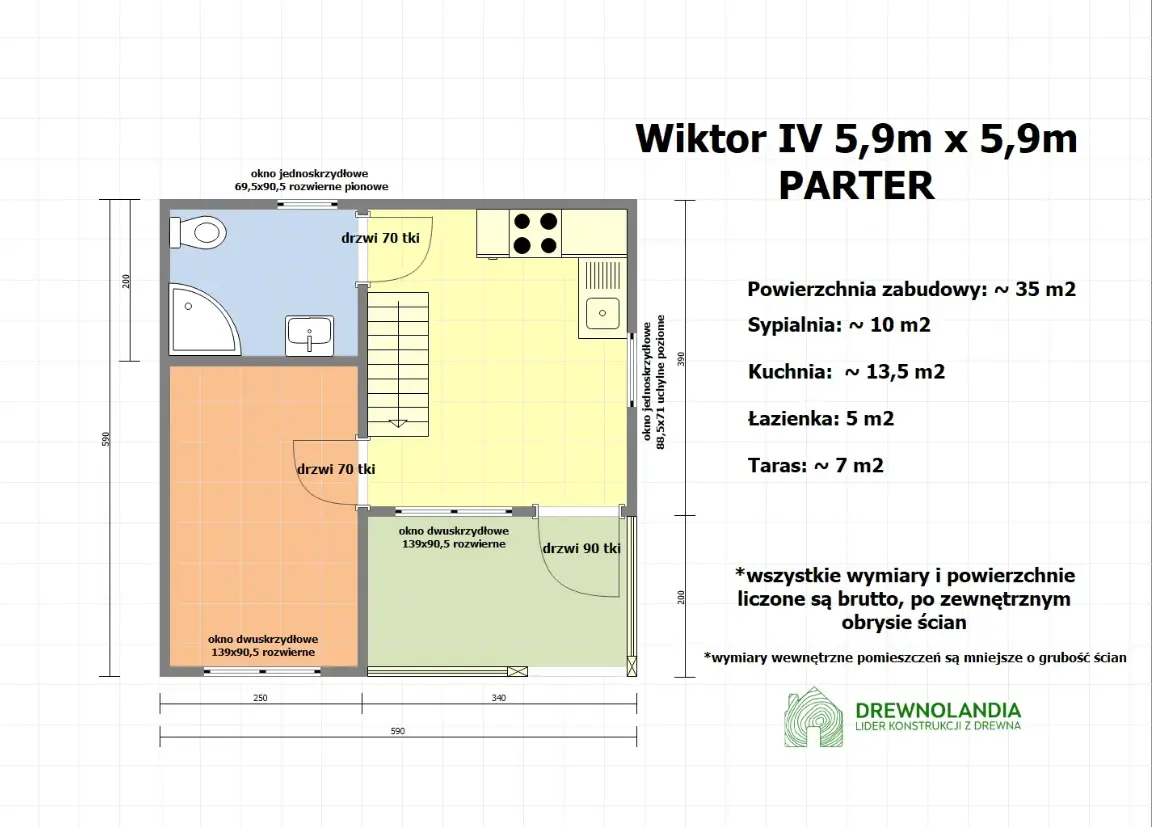 Rzut Domek Wiktor IV v1 - 35 m² (CRA)