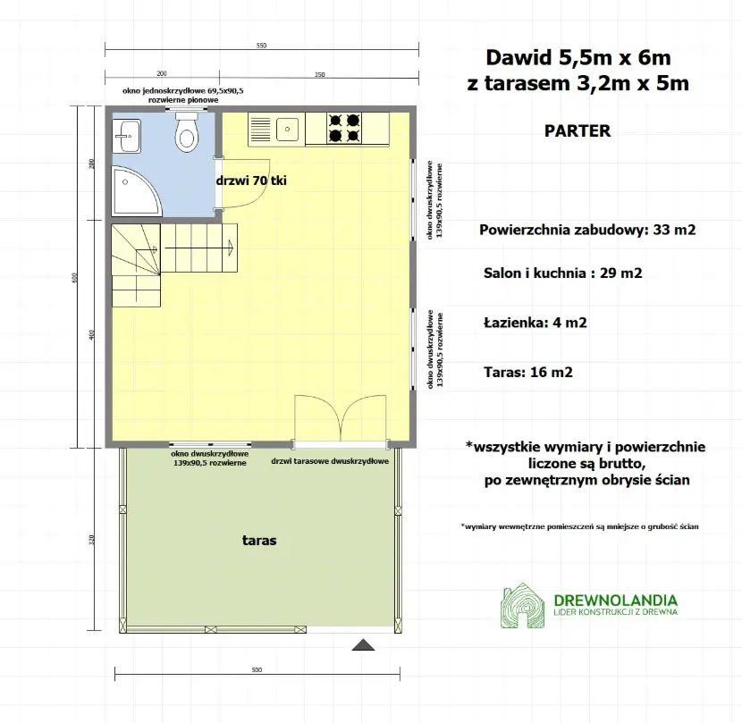 Rzut Domek Dawid - 33 m² (CRA)