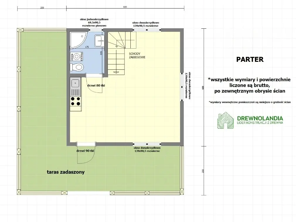 Rzut Domek Marcin – 36 m² (CRA)