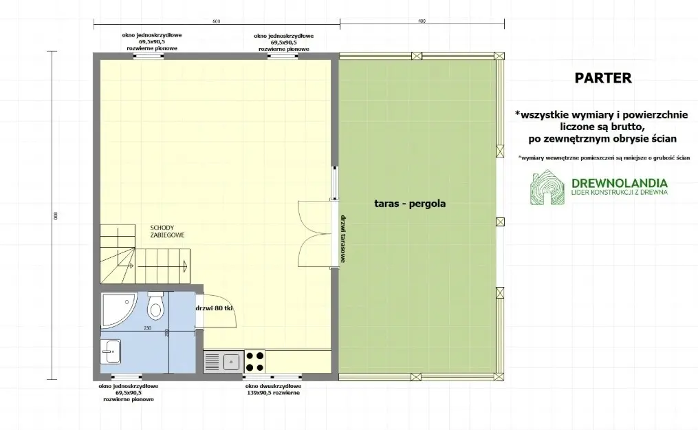 Rzut Domek Sebastian – 48 m² (CRA)