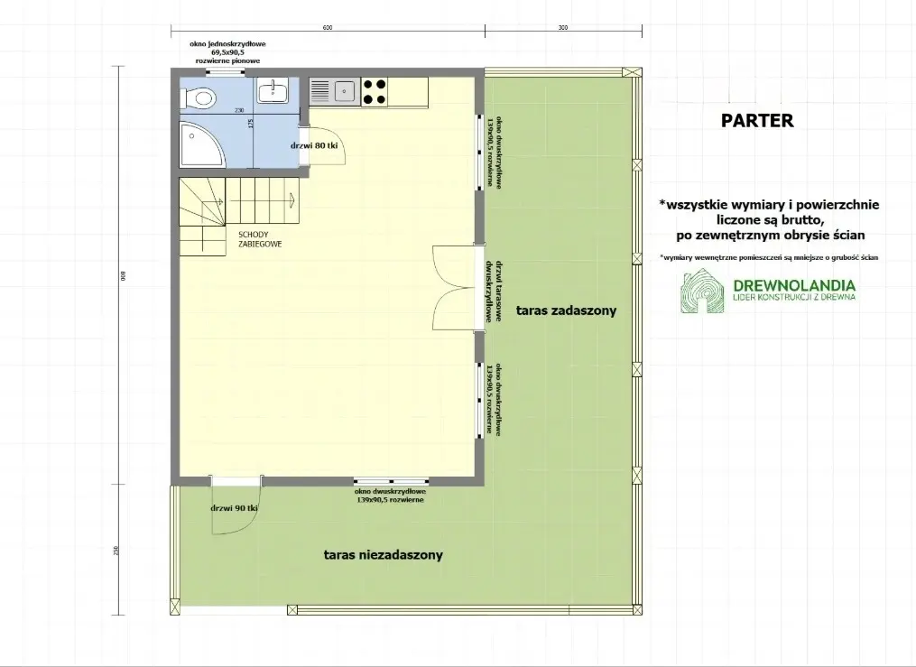 Rzut Domek Paweł – 48 m² (CRA)
