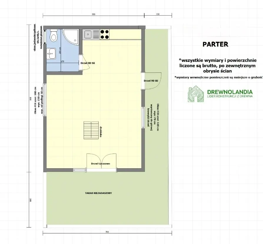 Rzut Domek Hubert – 44 m² (CRA)