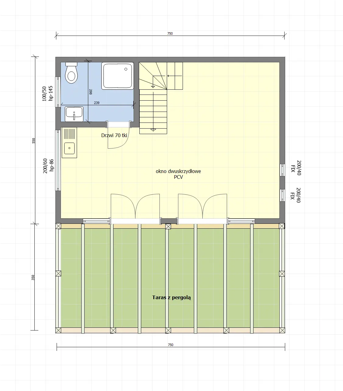 Rzut Domek Przemek - 7,5x5,5m (SSZ)