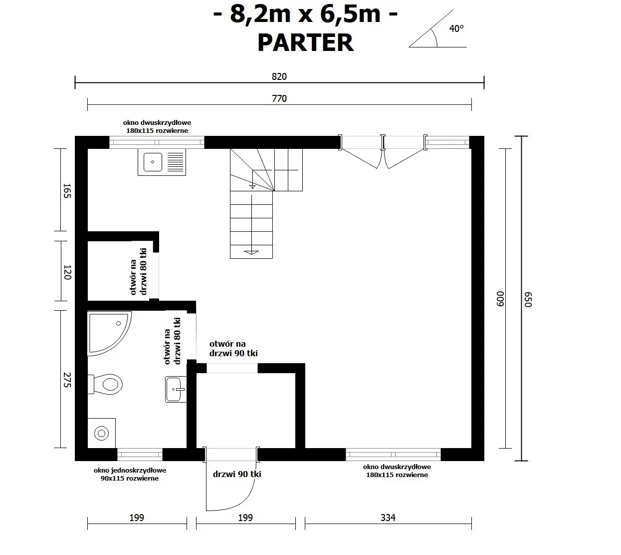 Rzut Domek Gabriel – 50 m² (SSO)