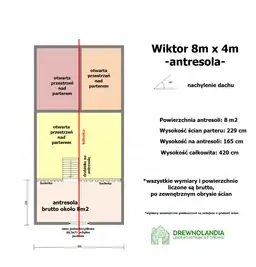 Domek ogrodowy z drewna Wiktor - 8x4m 