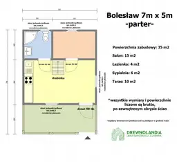 Domek Letniskowy z antresola Bolesław - 7x5m 