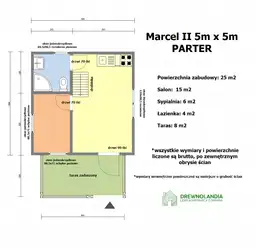 Domek Ogrodowy z tarasem Marcel II - 5x5m 