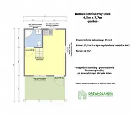 Drewniany domek Ogrodowy Olek 7,7x4,5m 