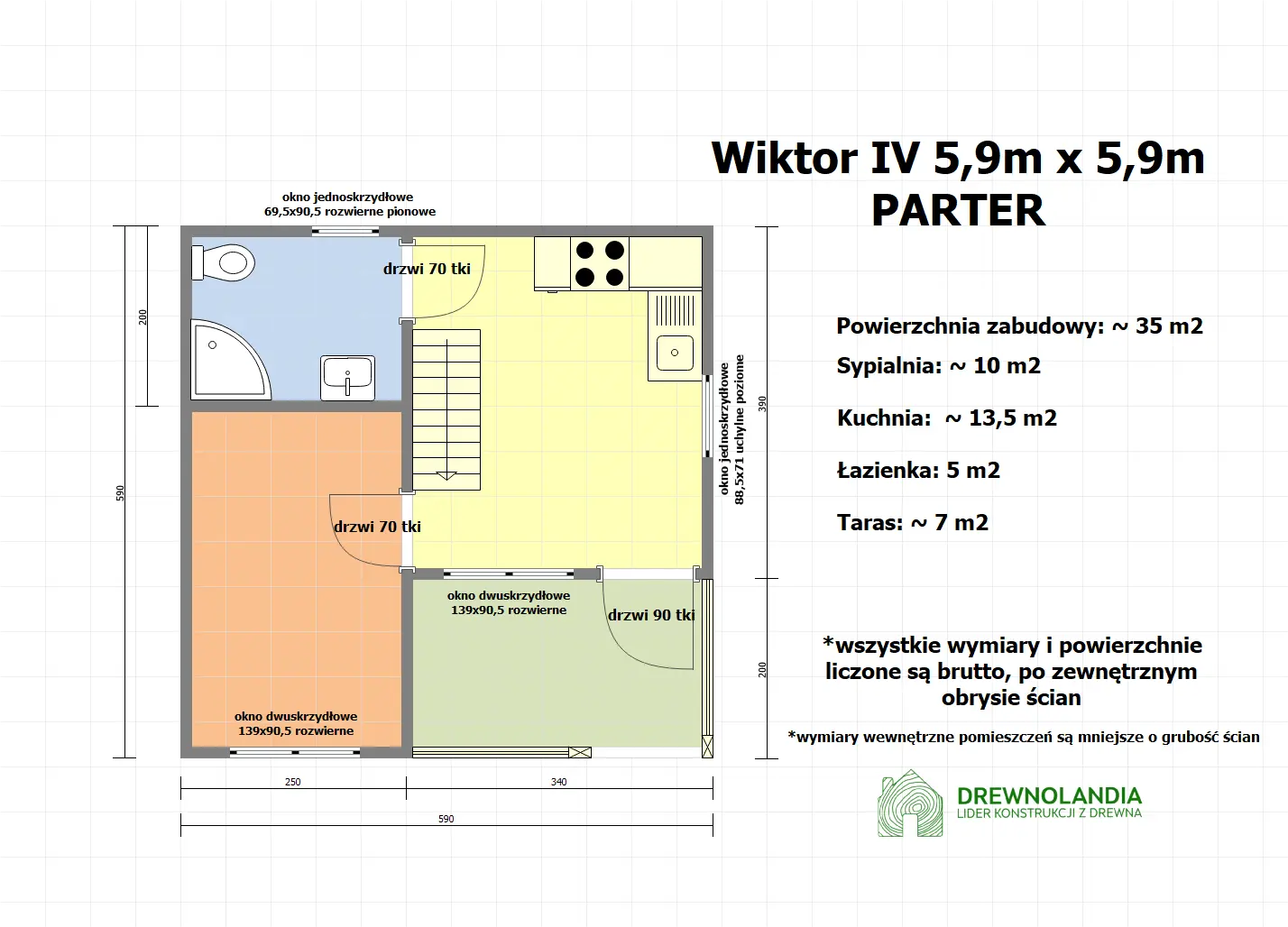 Rzut Domek Wiktor IV v1 - 5,9x5,9m (SSZ)