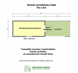 Drewniany domek na narzędzia z drewutnią Kuba 7x2m  - zdjęcie 2