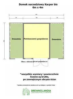 Domek gospodarczy do dużego ogrodu Kacper Bis - 6x4m - zdjęcie 2