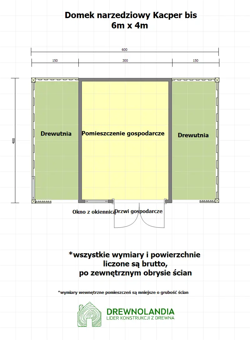 Domek gospodarczy do dużego ogrodu Kacper Bis - 6x4m