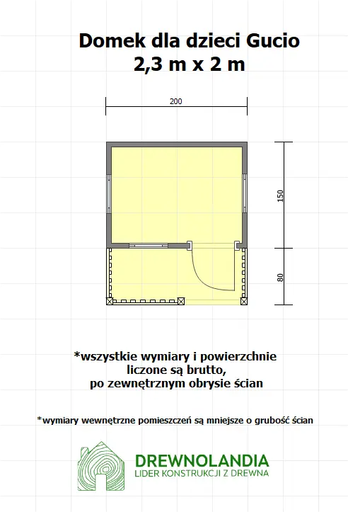 Rzut Domek Gucio - 2,3x2m 