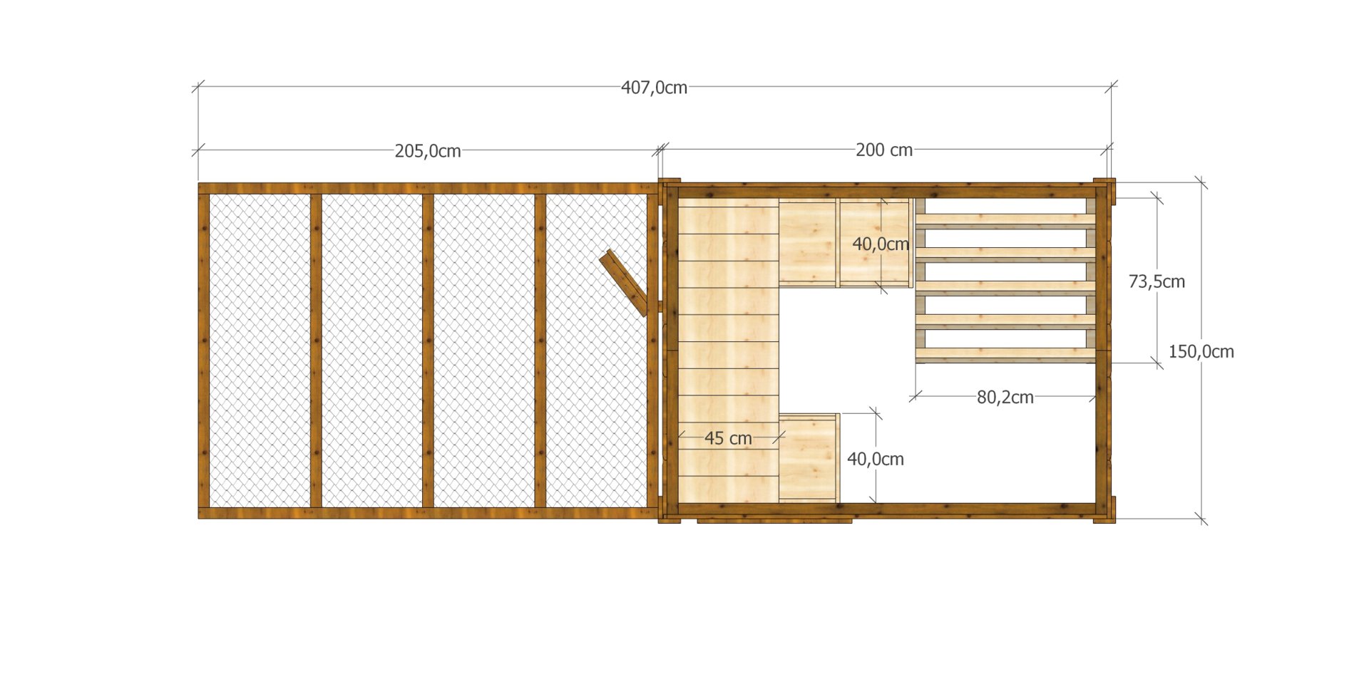 Kurnik Damian 1,5m x 4m