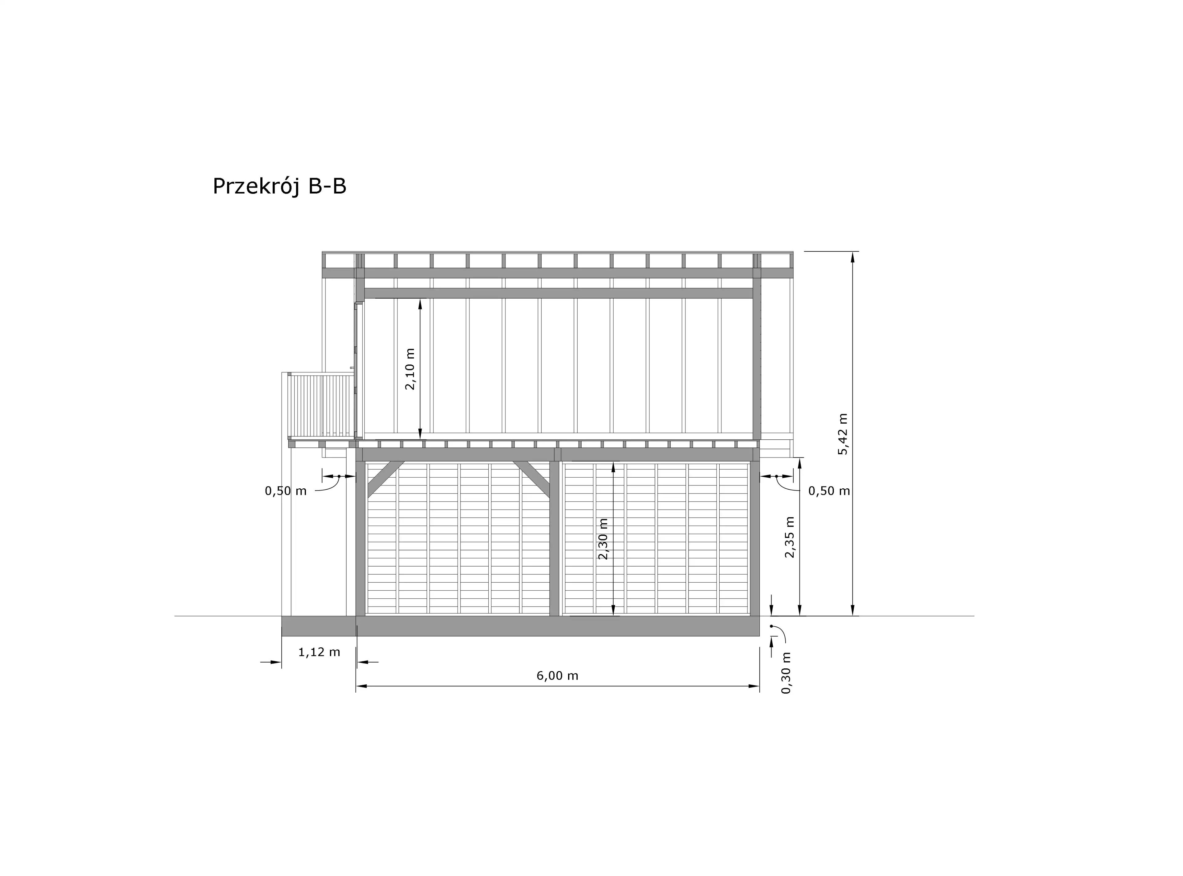 Wiata samochodowa Marta 6x5m – Garaż z poddaszem i zamkniętym pomieszczeniem