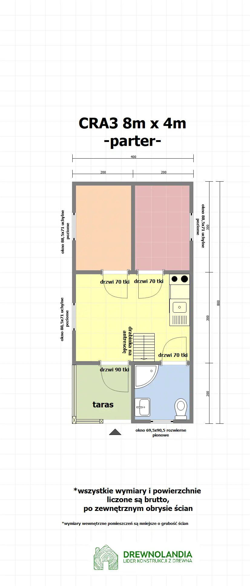 Domek mieszkalny całoroczny CRA3 PLUS  -WT2021 - 32 m²
