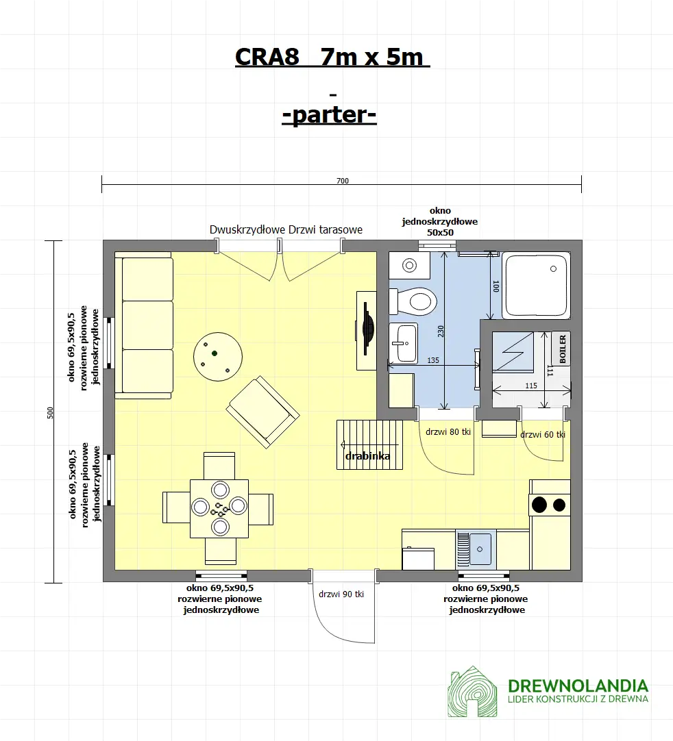 Domek mieszkalny całoroczny CRA8 PLUS - WT 2021 - 35 m²