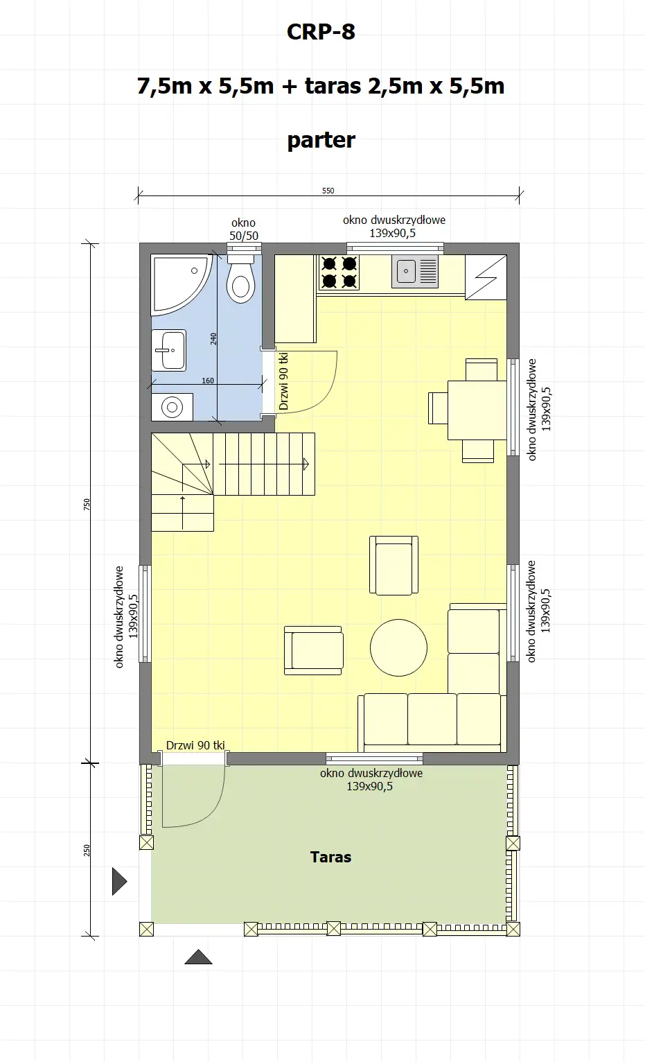 Domek mieszkalny całoroczny CRP8 PLUS - WT 2021 – 55 m²