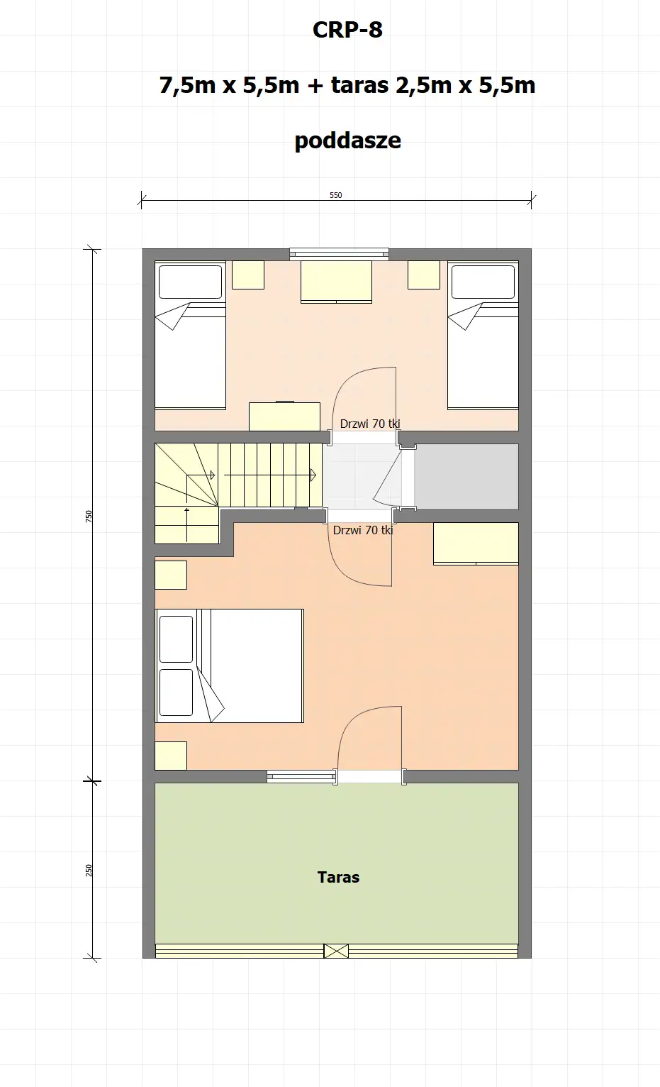 Domek mieszkalny całoroczny CRP8 PLUS - WT 2021 – 55 m²