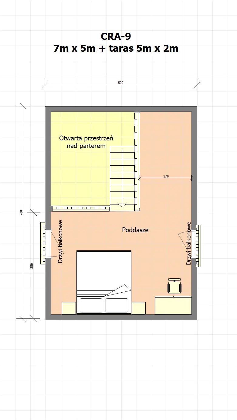 Rzut Domek Michał WT2021 – 45 m²