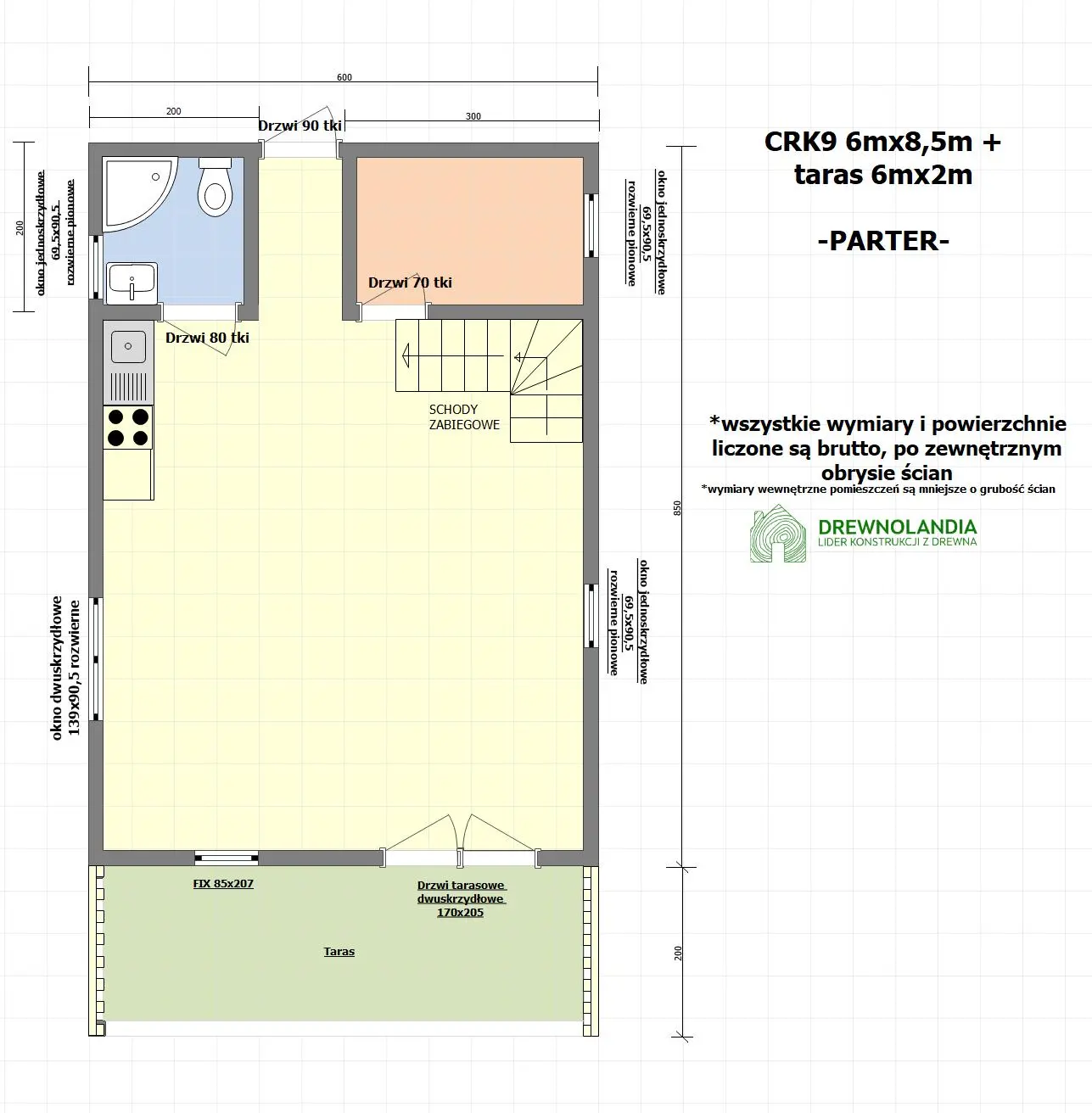 Rzut PROJEKT ARCHIWALNY - Domek CRK9 – 51 m²