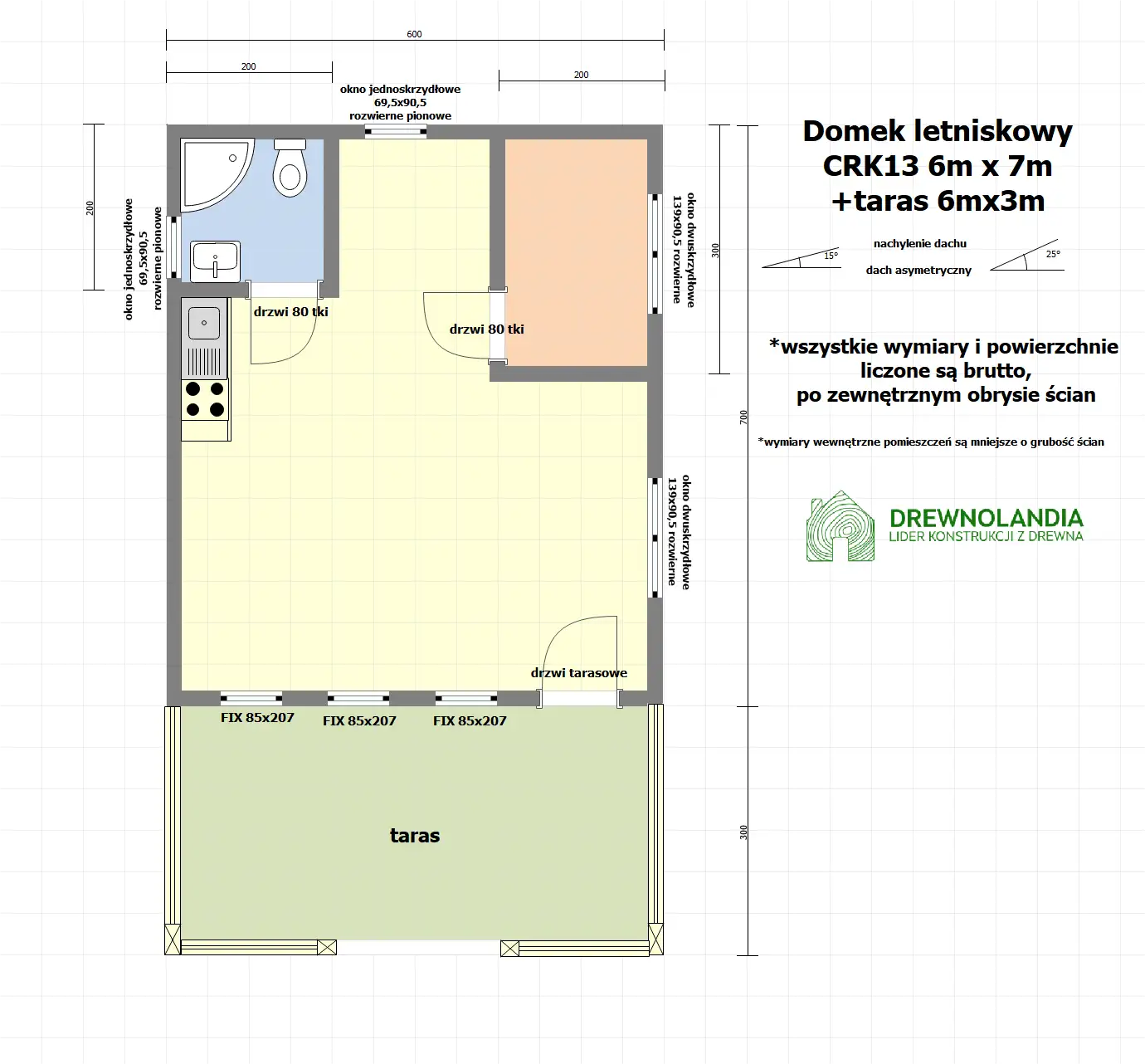 Domek rekreacyjny całoroczny CRK13 – 42 m²      
