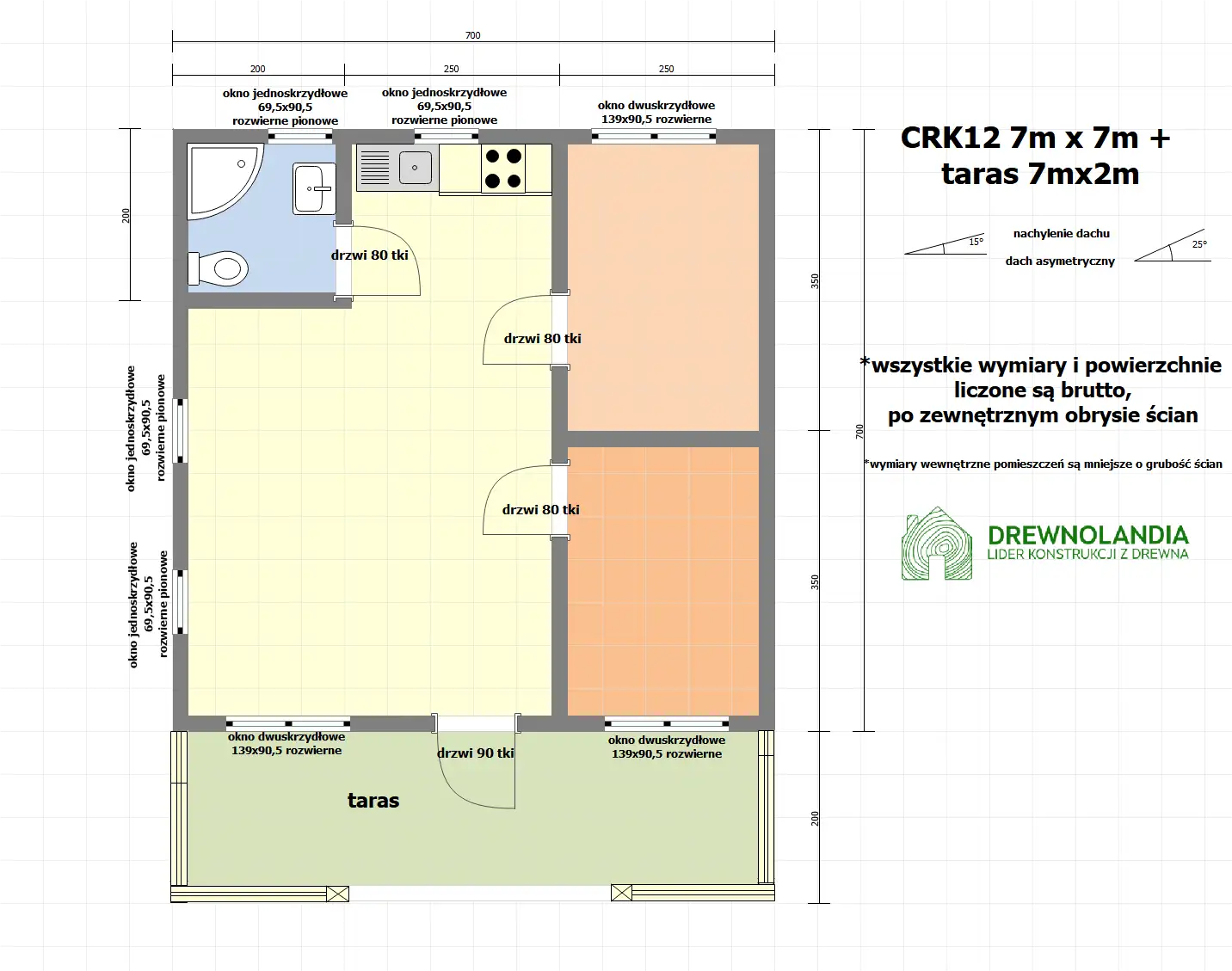 Domek rekreacyjny całoroczny CRK12 – 49 m²      
