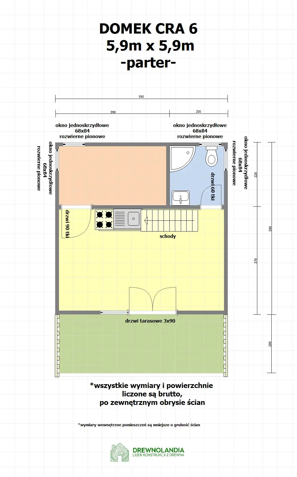 Domek mieszkalny całoroczny CRA6 PREMIUM - WT 2021 - 36 m²