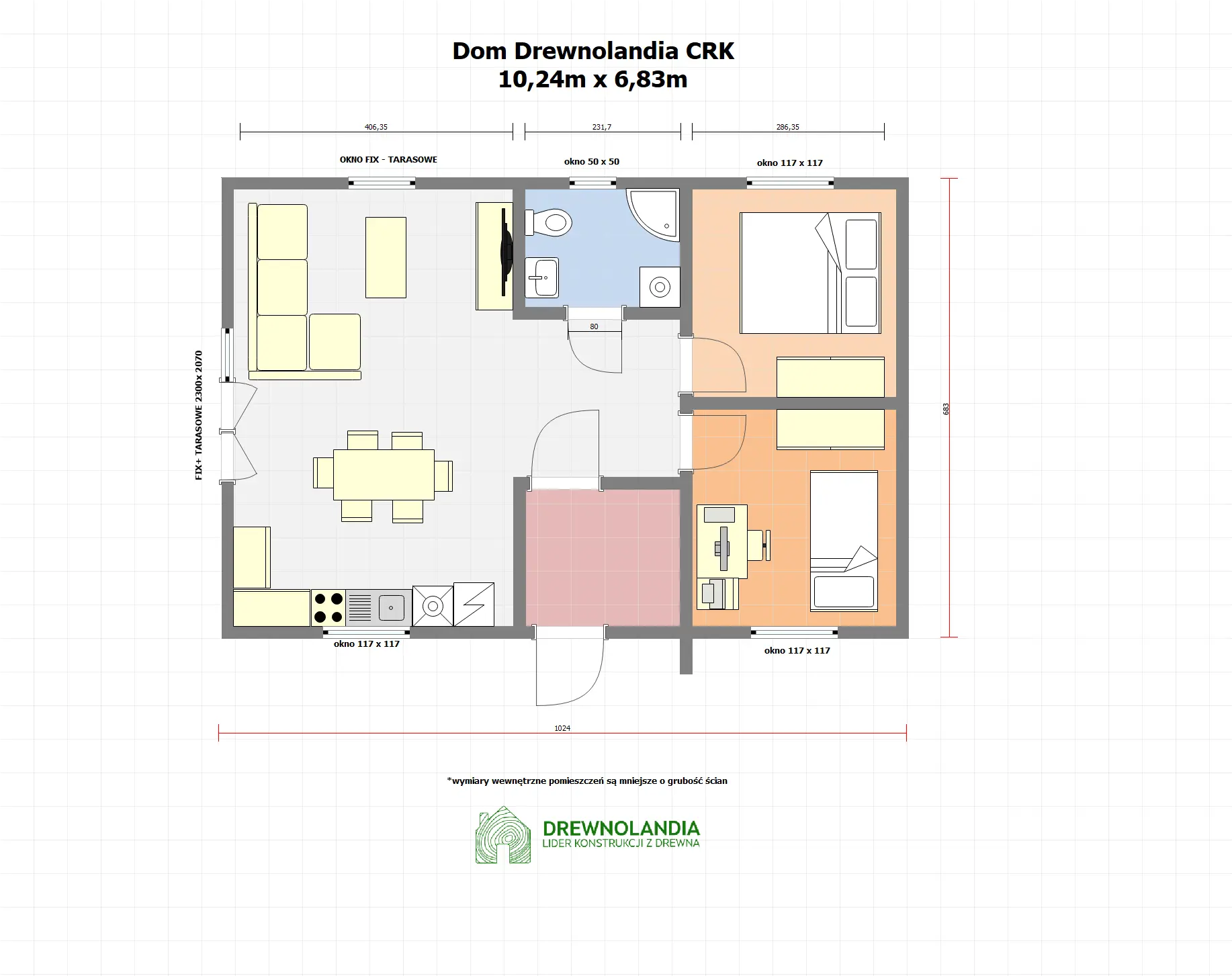 Rzut Dom Henryk – 70 m² (CRA)