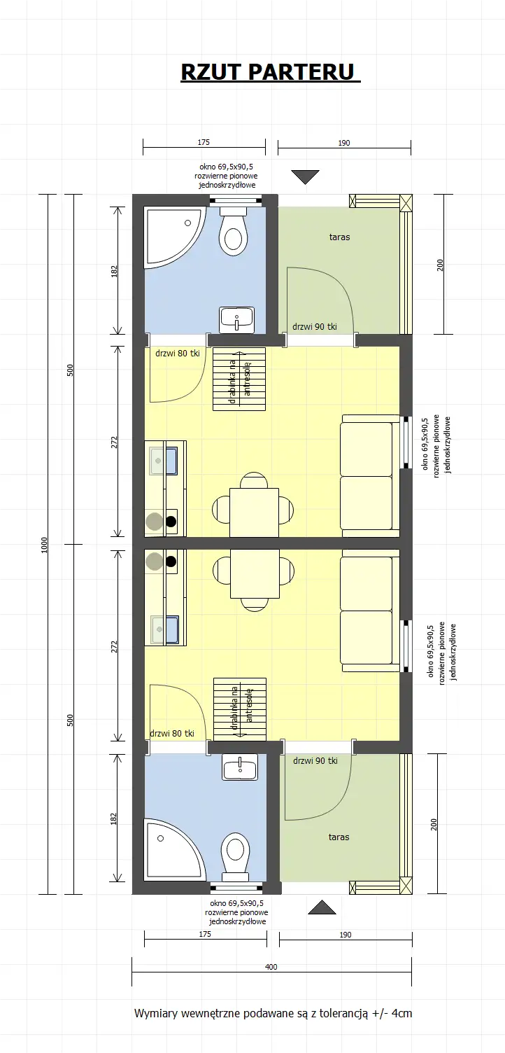 Domek „bliźniak” na wynajem W1X2 – 40 m2
