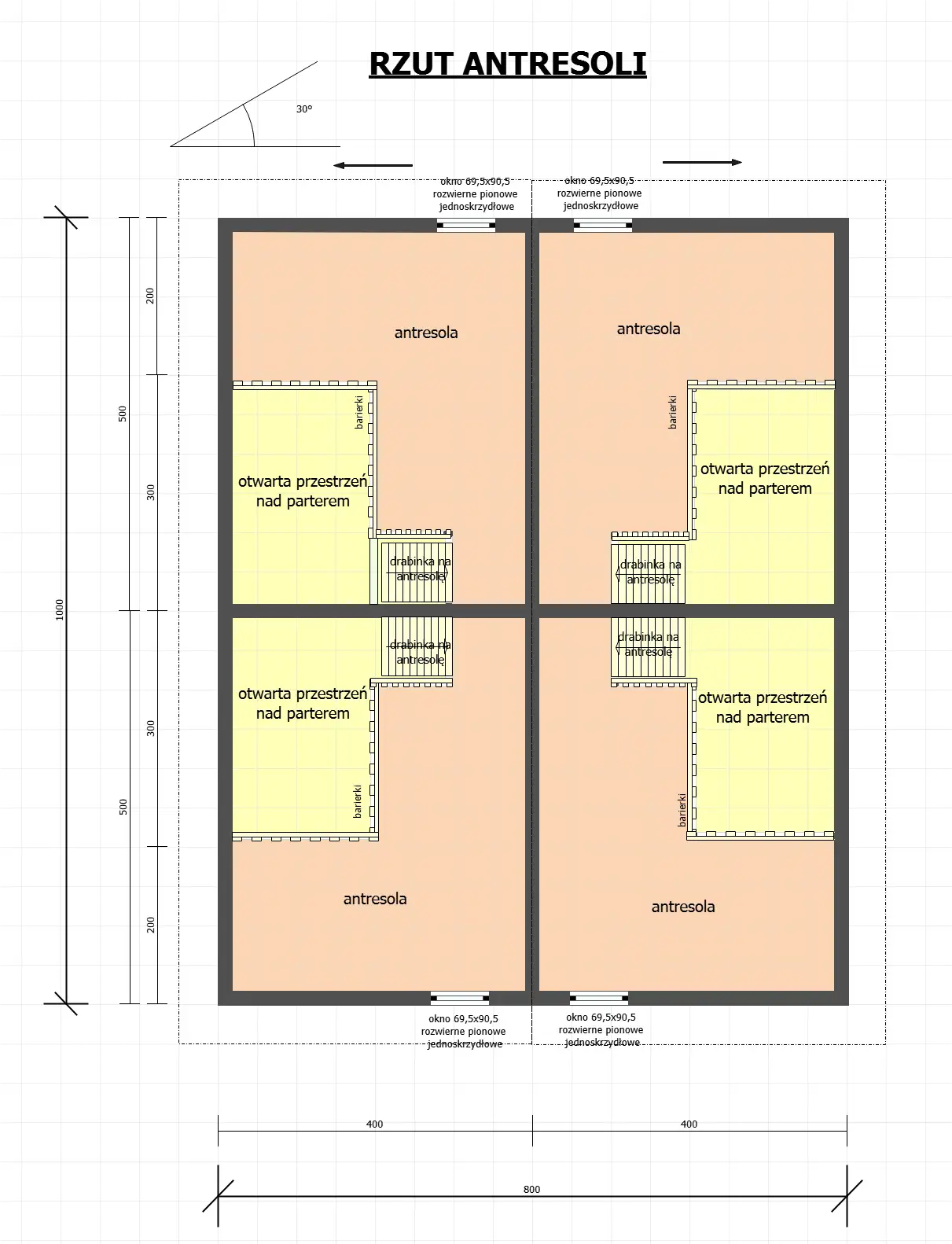 Domki na wynajem W1X4 – 80 m2 – 4 domki w 1