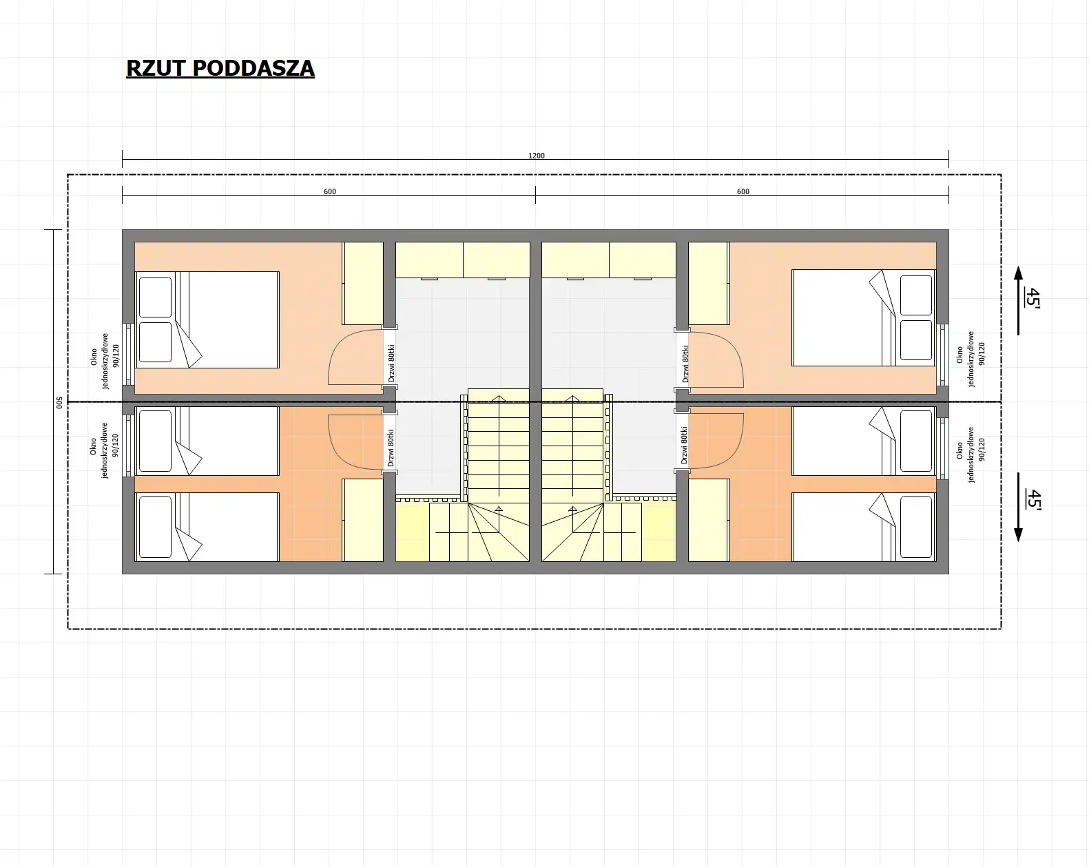 Szeregowy domek pod wynajem J1X2 – 60 m2