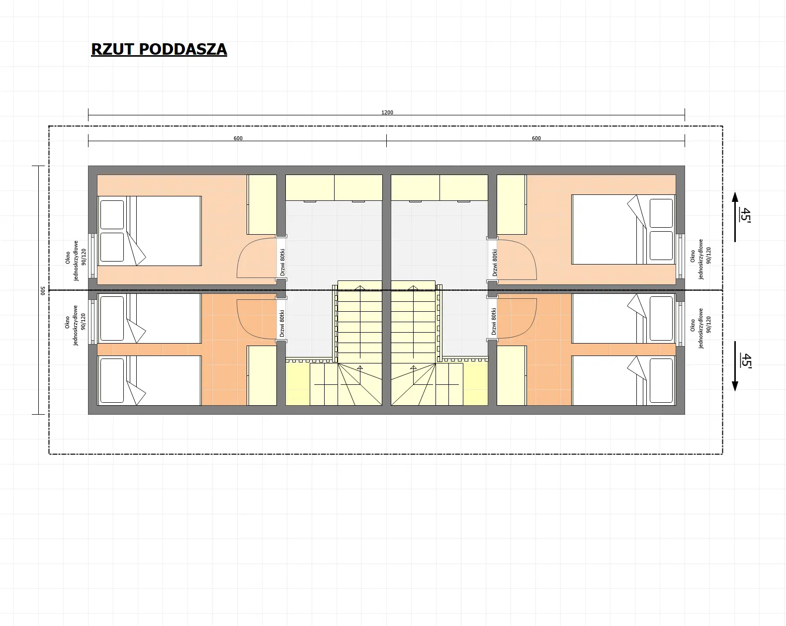 Rzut Domek J1X2 – 60 m2