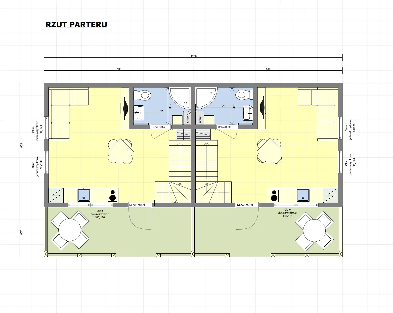 Szeregowy domek pod wynajem J1X2 – 60 m2