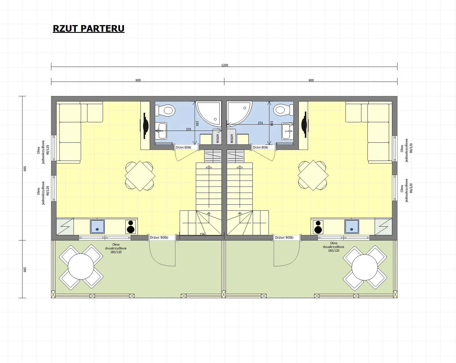 Rzut Domek J1X2 – 60 m2