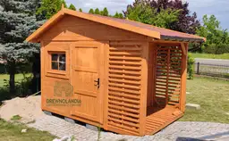 Domek narzędziowy Bonifacy, zintegrowany z drewutnią, idealny do ogrodu