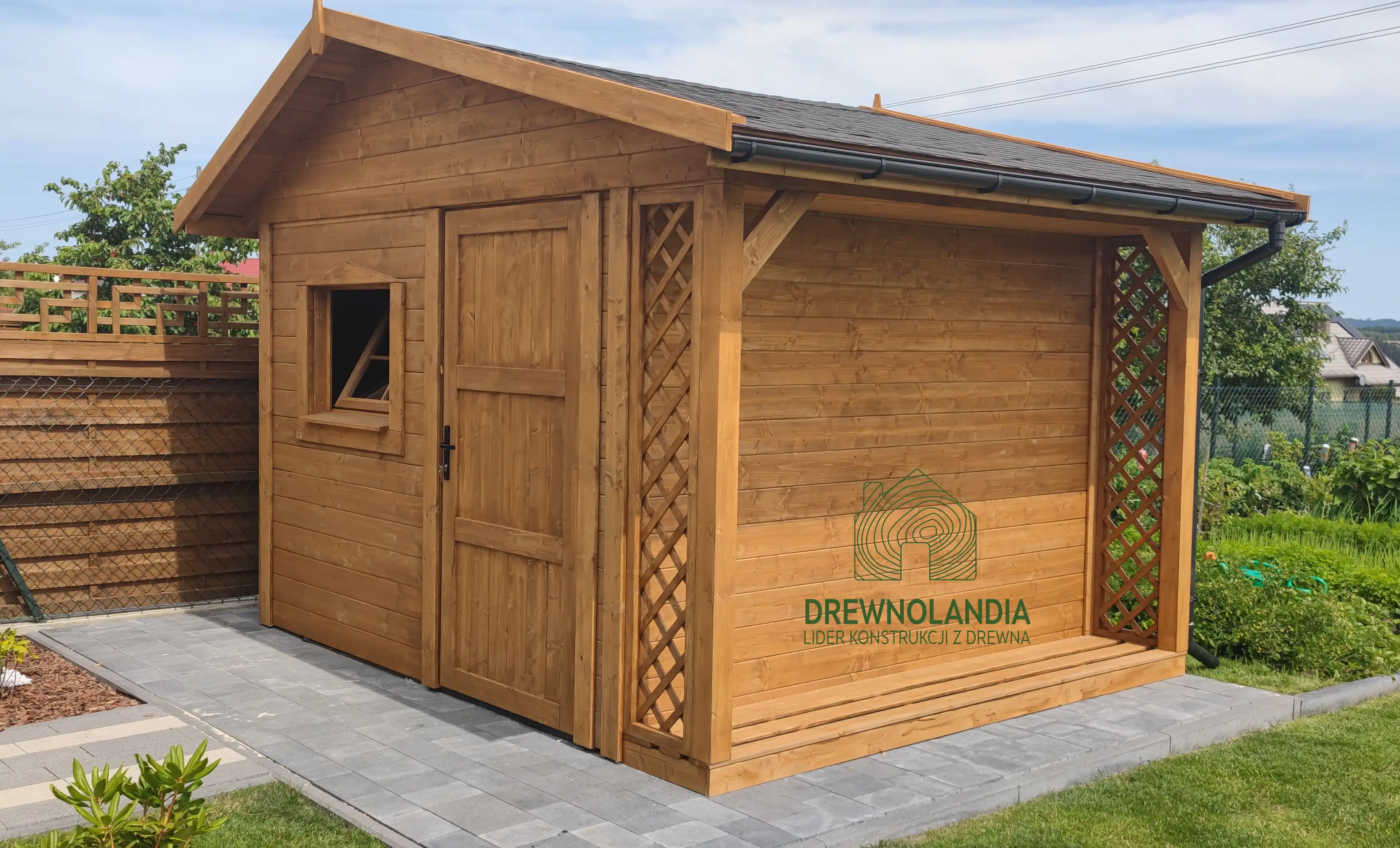 Domek Bonifacy z drewutnią, solidna konstrukcja od Drewnolandii
