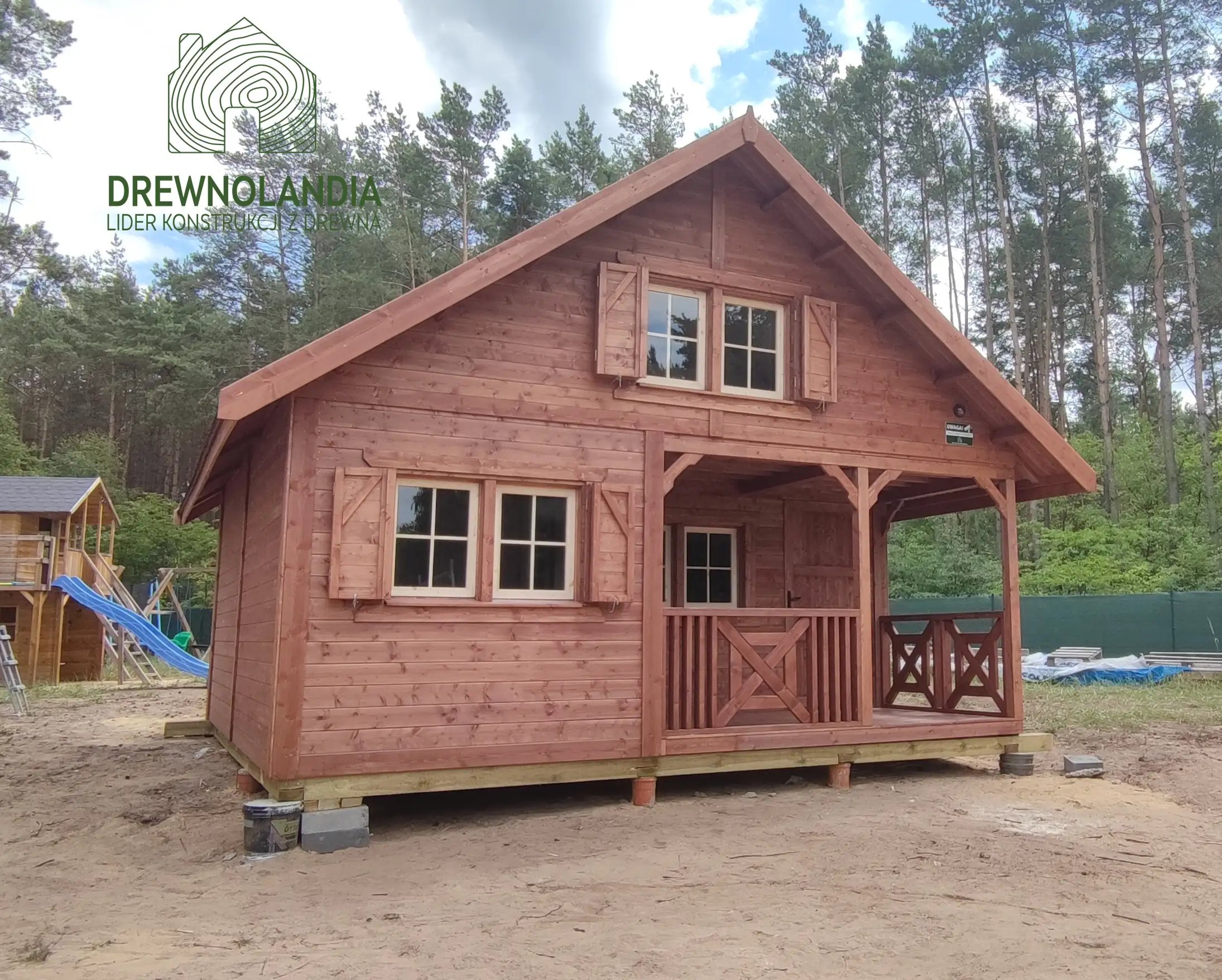 Drewniany domek letniskowy na ROD, Wiktor IV, 35m², Drewnolandia